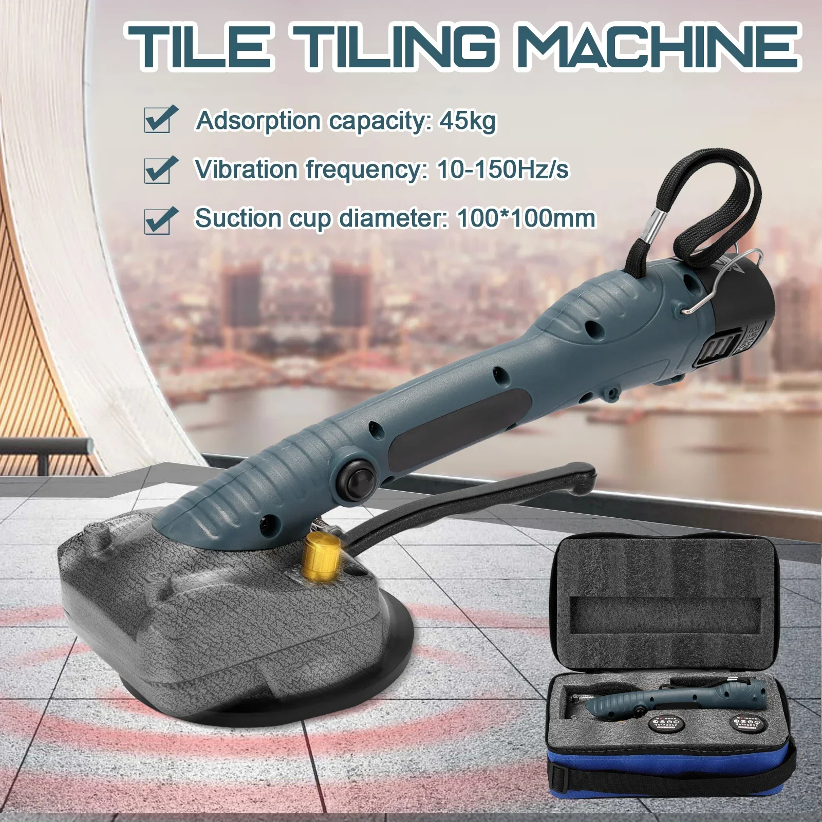 Tile Tiling Machine 10-150Hz  Wall Floor Tiles Laying Vibrating Tool 100*100mm Suction Cup Power Tool For Laying 0.6-1.2m Tiles