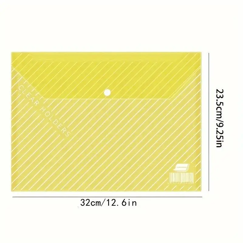 20/5 Pack Multicolor A4 Clear Polypropylene Document Folders - Durable PP Plastic Envelopes for School and Office Supplies