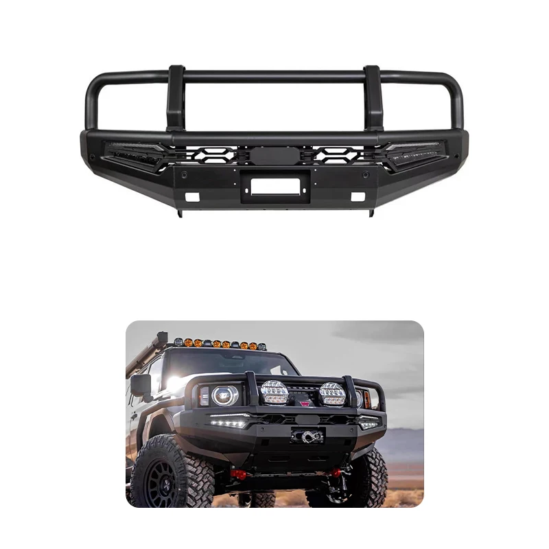 Steel Bull Bar Front Bumper For Toyota Land Cruiser LC71 LC76 LC78 LC79 LC100 LC250 LC300 BYD Leopard BJ40 Tank G700