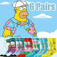 3/6 pairs Awesome Cartoon Socks for Men Women Hip Hop Street Fashion Anime Novelty Funny Casual Crew Socks Urban Style