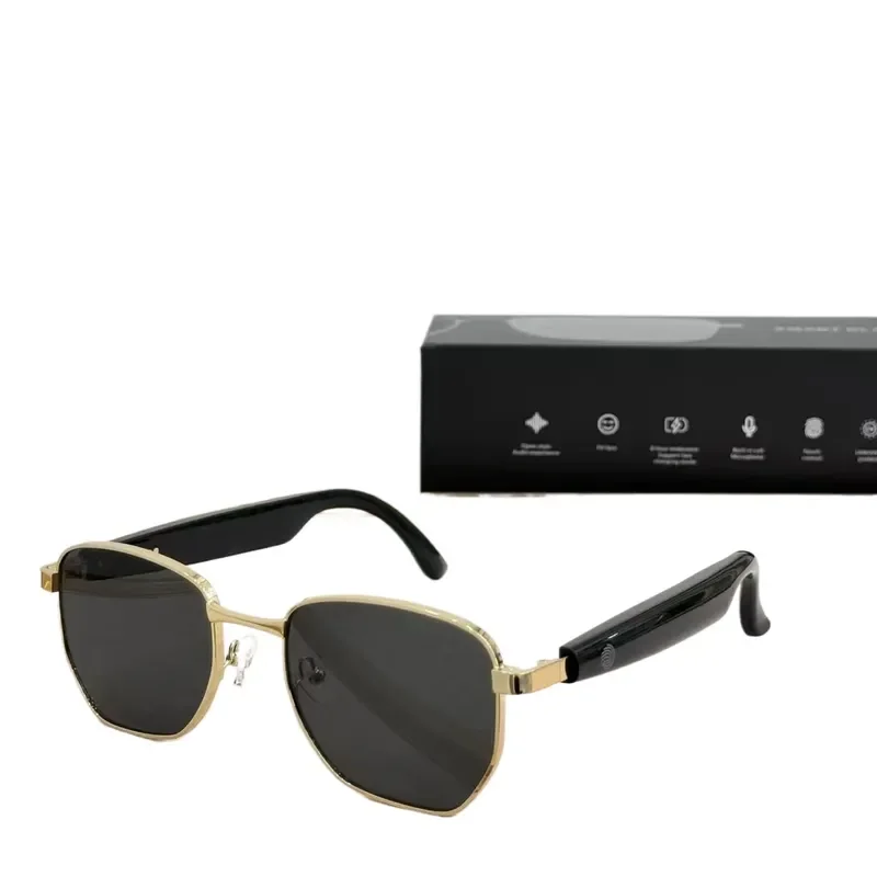 Smart Bluetooth Glasses Wireless Open Ear Headphones for Men Women Sports Driving Sunglasses with Interchangeable Lenses HD
