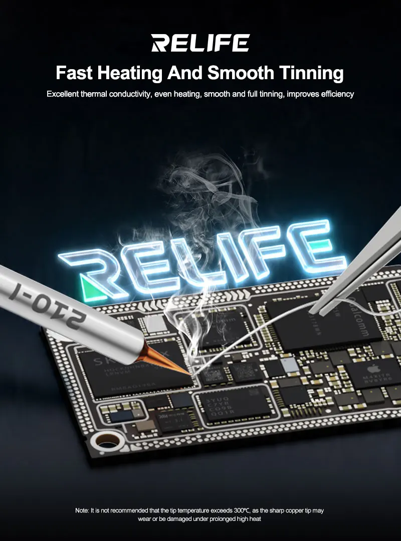 RELIFE 210 Jumper Wire Soldering Iron Tip 5 Replaceable Tips Fine Easy to Tin for Mobile Phone Motherboard Rework Soldering Tool