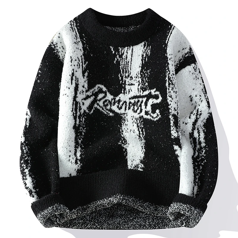 

Men's Fashion stripe pattern Sweaters 2024 Autumn/Winter Loose Knittwear Men sweater youth Thick Warm wool pullovers M-4XL ﻿