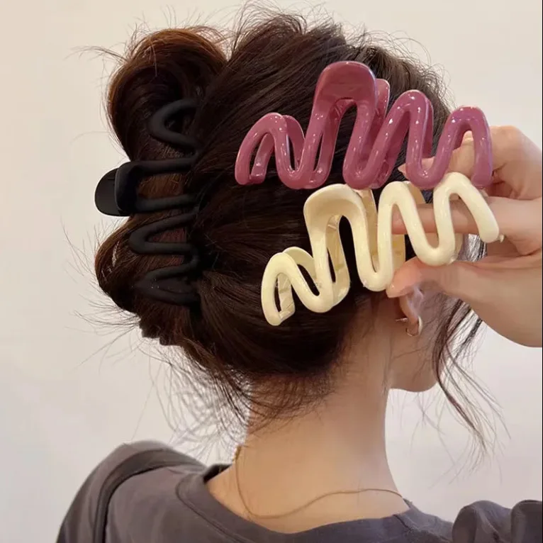 

Colorful wave grab clip female back of head pan hairpin large shark clip hair volume ins temperament hairpin headpiece