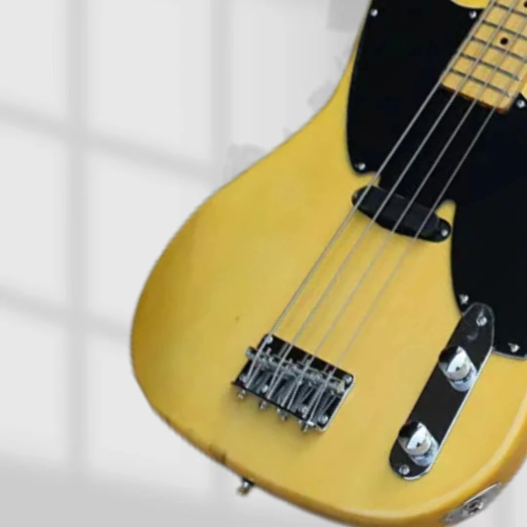 

Yellow Electric Bass Guitar, Ideal for Rock