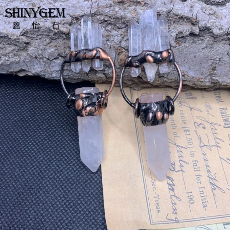 

SHINYGEM Four White Crystal Pillars Combination Bronzecharm Jewelry Sweater Chain Pendant Gift DIY