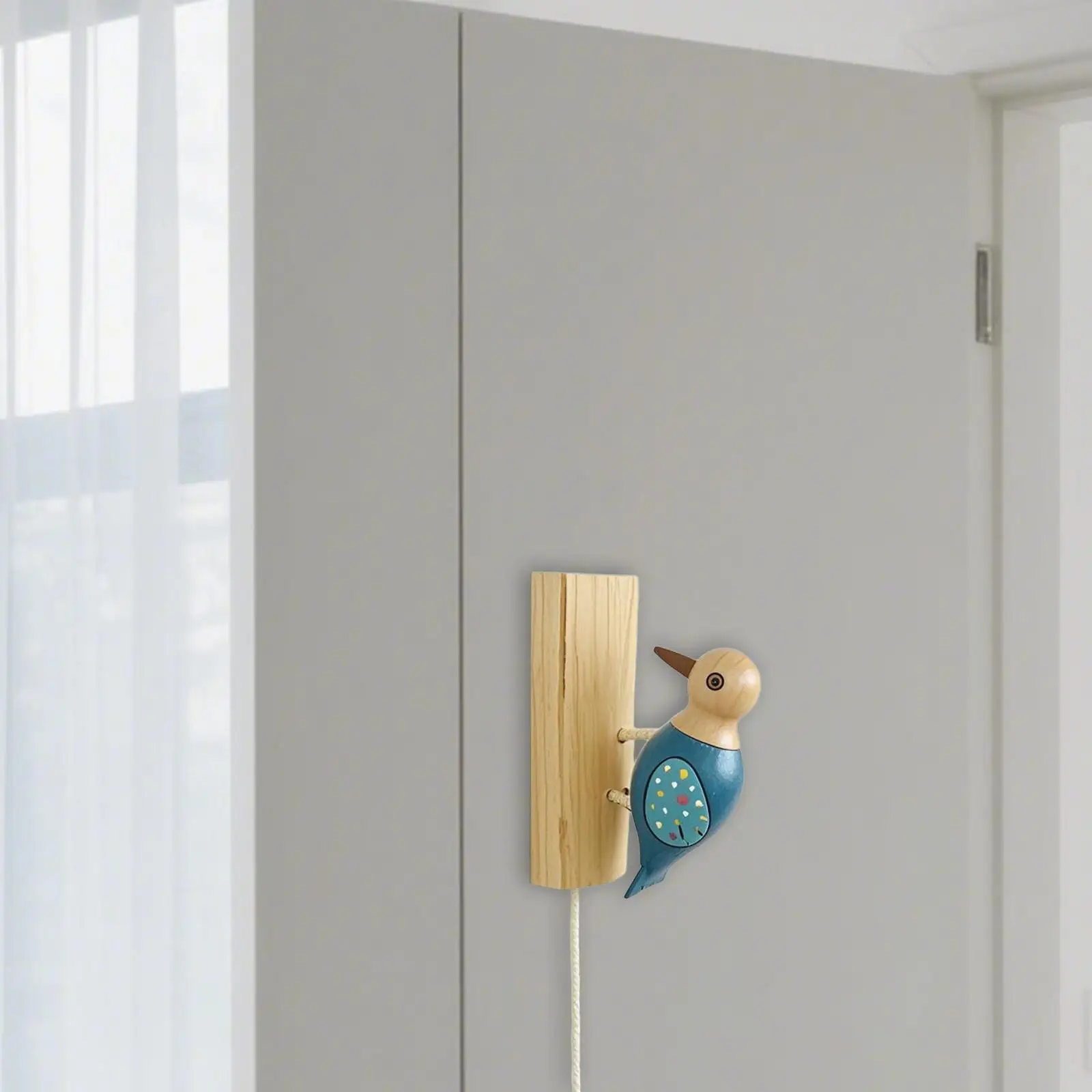 Woodpecker Doorbell Animal Shaped Creative for Door Opening Wood Door Bell for Wall Window Store Early Education Bedroom