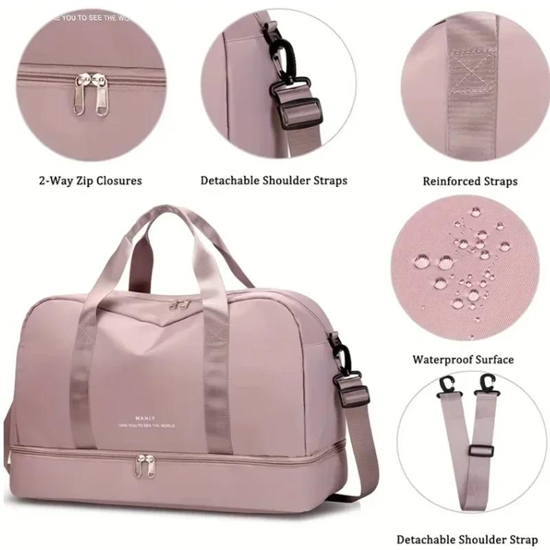 حقيبة سفر رياضية ذات سعة كبيرة، حجرة أحذية مستقلة، حقيبة يد للياقة البدنية، حقيبة كتف واحدة لعطلة نهاية الأسبوع طوال الليل #3