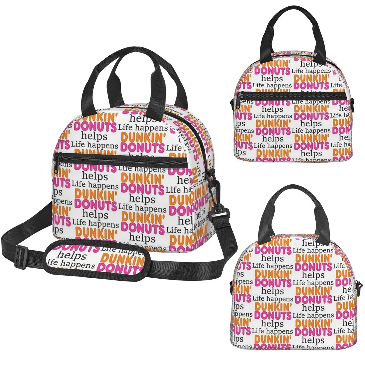 Life Happens... Dunkin Donuts Helps - Bolsa térmica para el almuerzo para niños, lonchera escolar, caja térmica, bolsa térmica portátil