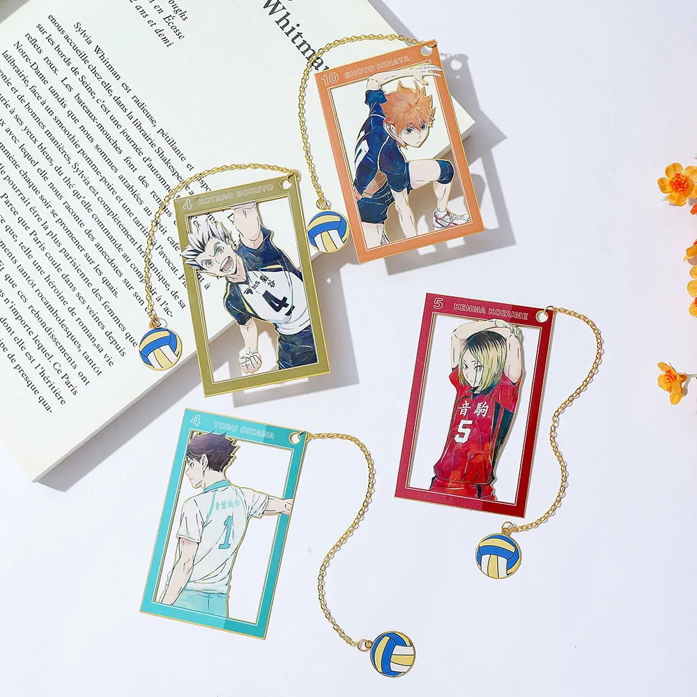 أنيمي Haikyuu الإشارات المعدنية الكرة الطائرة قلادة لطيف الكرتون شخصية كتاب علامات لمحبي الكتاب هدية للطلاب والمعجبين