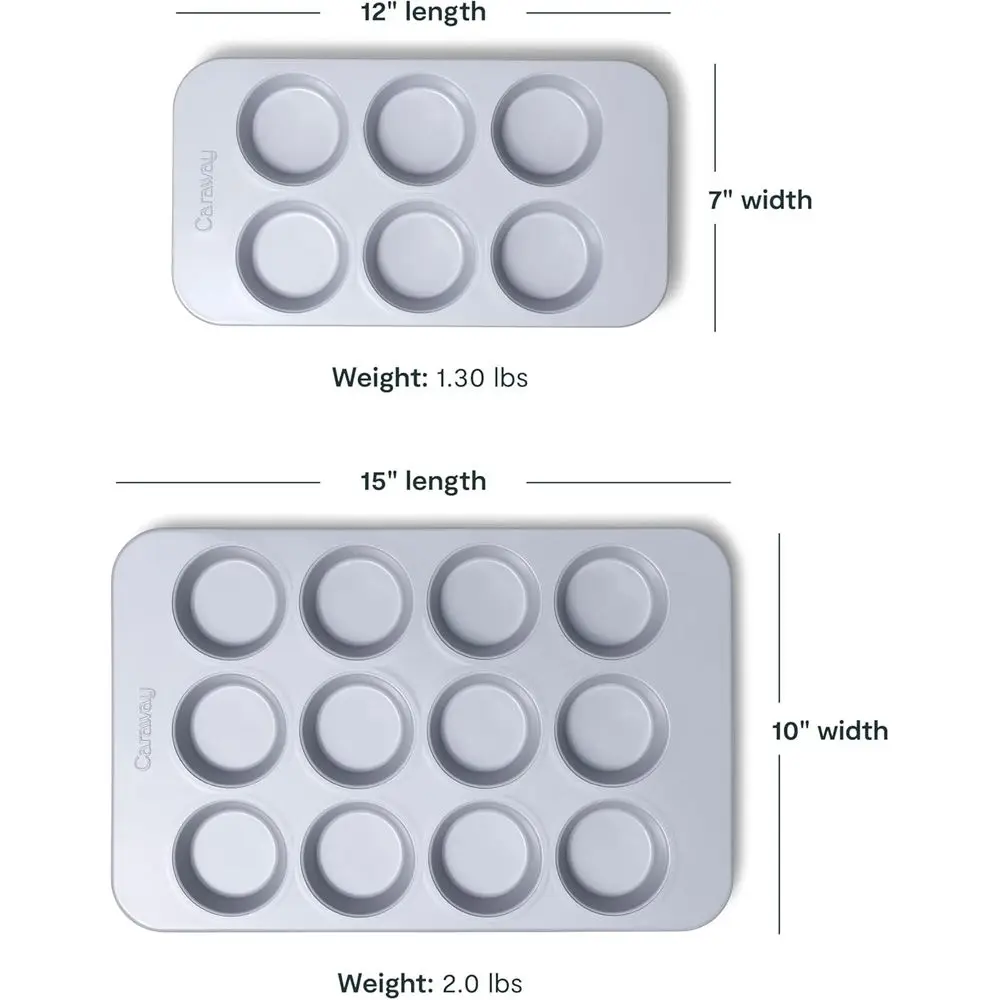 Ensemble de moules à muffins antiadhésifs en céramique – 12 et 2x6 tasses – Coffre-fort, sans PTFE/PFOA, acier aluminé, idéal pour la cuisson