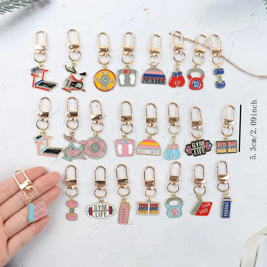 24-Piece Fitness-Themed Keychain Set description 2