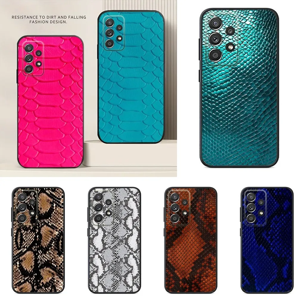 

Snakeskin Phone Case For Samsung S24,S23,S22,S21,S20,S10,S10E,S9 Plus FE Note 20 Ultra 10 9 Plus Black Case