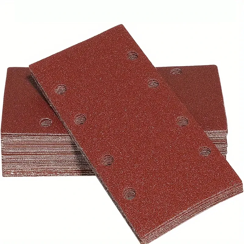 50pcs Assorted Grit Sanding Sheets Set, 93 x 185mm, 8-Hole, for Rectangular Sanders, Wood Compatible, Manual Sanding Pads