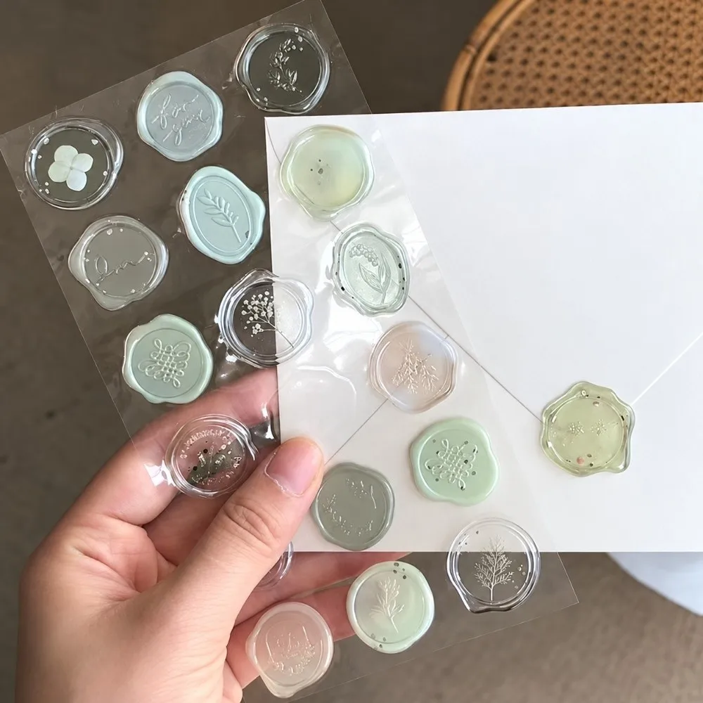 Retro Wax Seal Sticker European Style Waterproof Embossed Seal Sticker Floral 3D Crystal Decorative Sealing Sticker