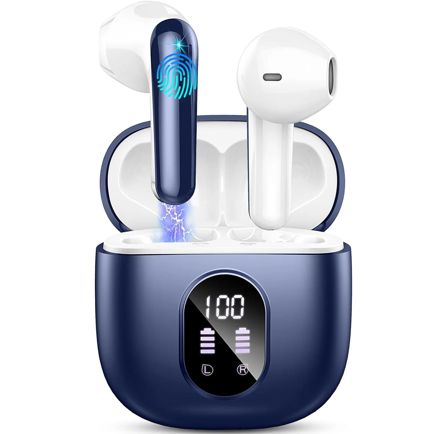 Kabellose Ohrhörer, Bluetooth 5.3-Kopfhörer im Ohr mit ENC-Mikrofon, 50 Stunden Spielzeit, kabellose Ohrhörer mit LED-Anzeige.