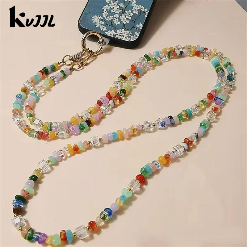 1 قطعة DIY اكسسوارات أنيق لطيف حجر جوهرة الهاتف المحمول Crossbody الأشرطة الحبل الخرز سلسلة للهاتف 15 14 13 12 11 برو ماكس #2