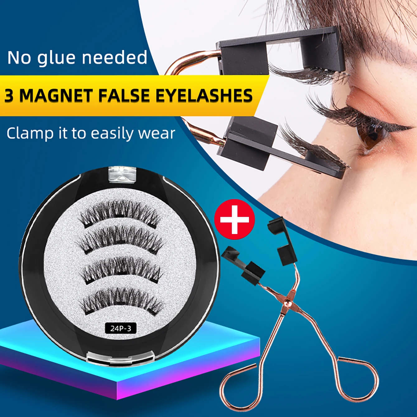 磁気まつげクリップ,磁気接着剤,アイメイク,自然なブレンダー,無料配達