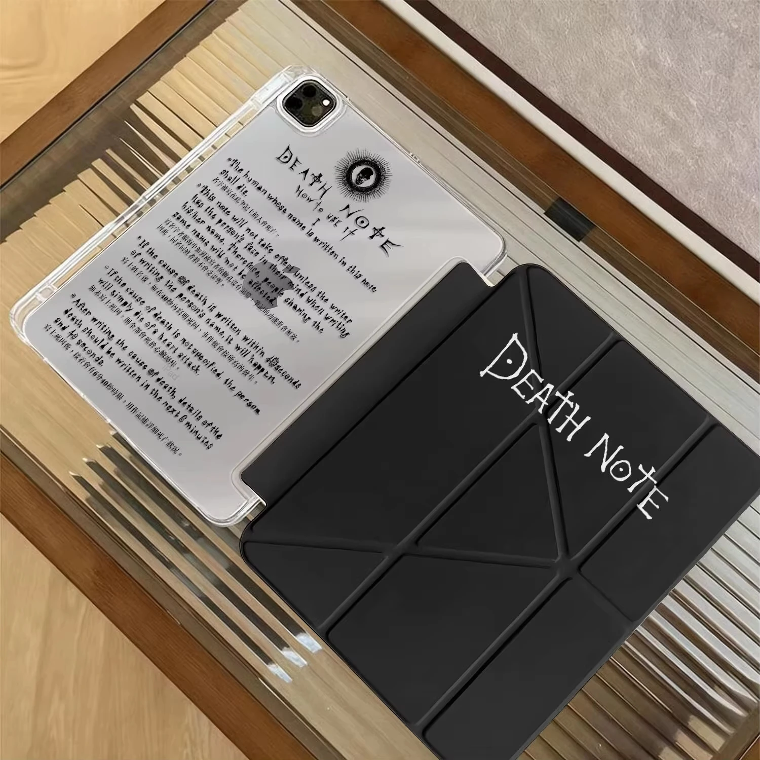 Minimalist Black English Note Y-Fold Tablet Case For iPad Pro 11 12.9 13 A16 M2 M4 M3 M5 5/6/7/8/9/10/11th Mini Air 3 4 5 Cover