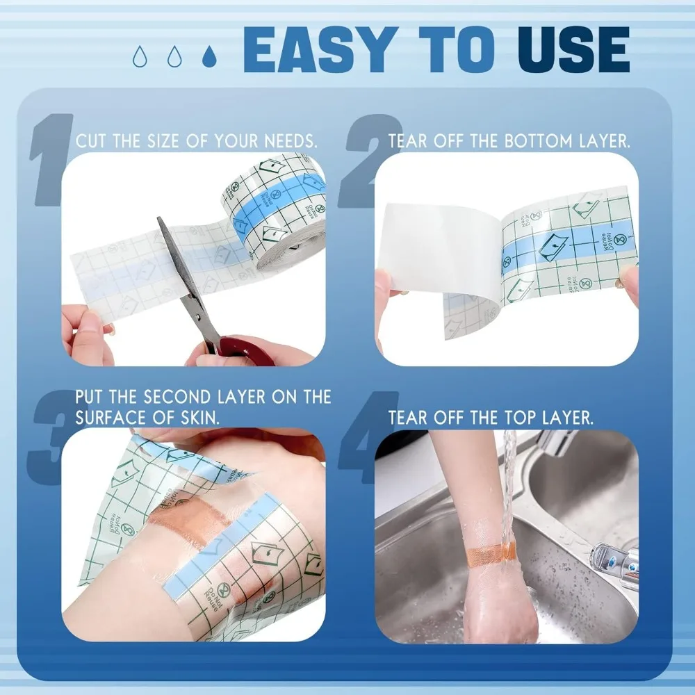 Waterproof Stretch Adhesive Bandage Protective Clear Transparent Dressing Film Disposable Cover Bandage Tape For Tattoos Shower image 5