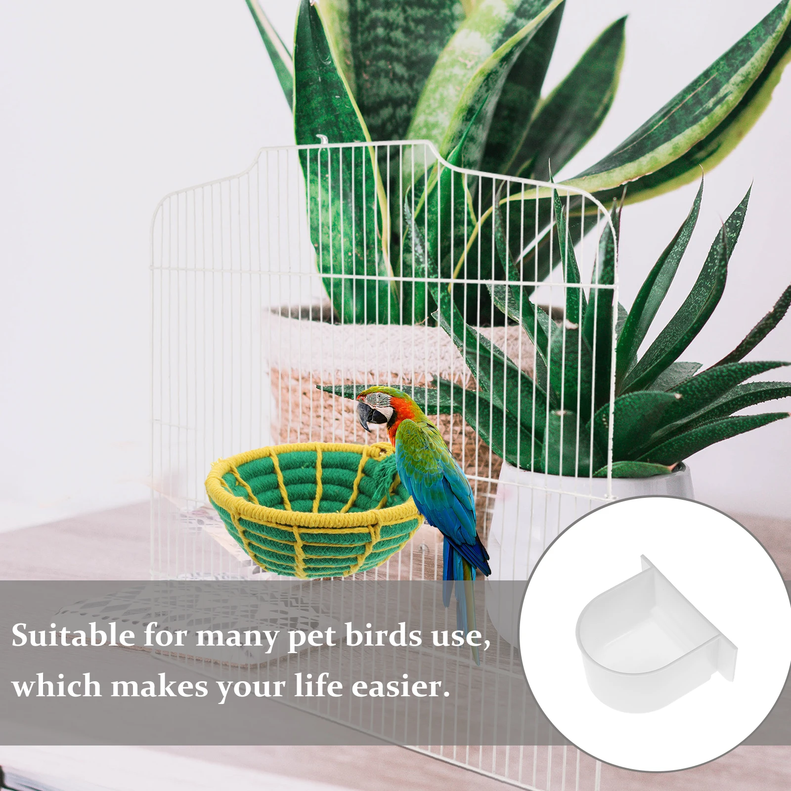 

4pcs Half Box For Parrot Small Cage Feeder Water Bowl Portable Sturdy Bird Feeding Container Pet Bird Supply