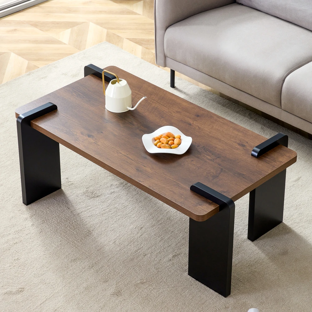 

Walnut-colored MDF Coffee Table, Suitable for Modern Minimalist Living Rooms and Leisure Areas