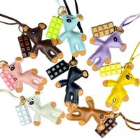Mr. Bean Teddy Bear Bag Charm/Keychain -PU Leather Charm with Alloy Chocolate, Perfect Cute Companion for Daily Life & Gift