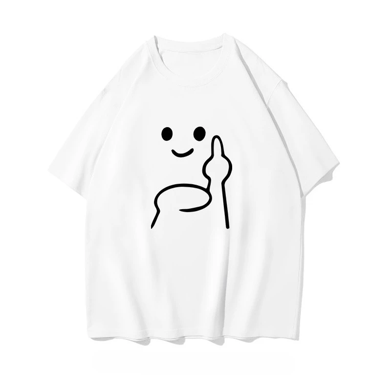 

Свободная и модная уличная одежда с короткими рукавами для мужчин и женщин с забавными рисунками в летнем тренде 2025 года.