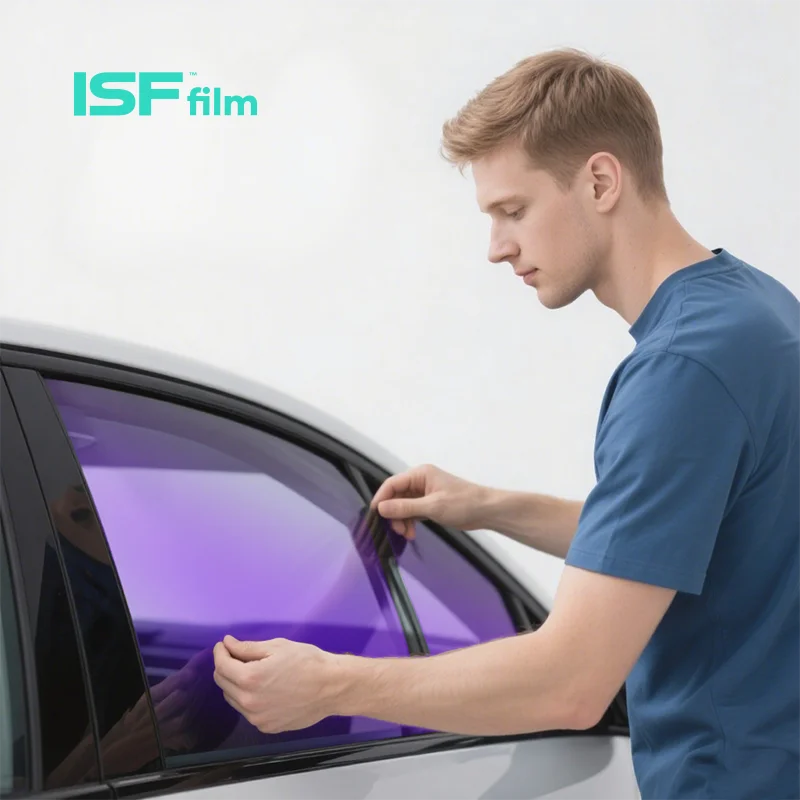 Atacado 1.52*30m roxo nano cerâmica camaleão janela do carro matizamento filme isf 71% vlt 92% ir pára-brisa isolamento térmico pet
