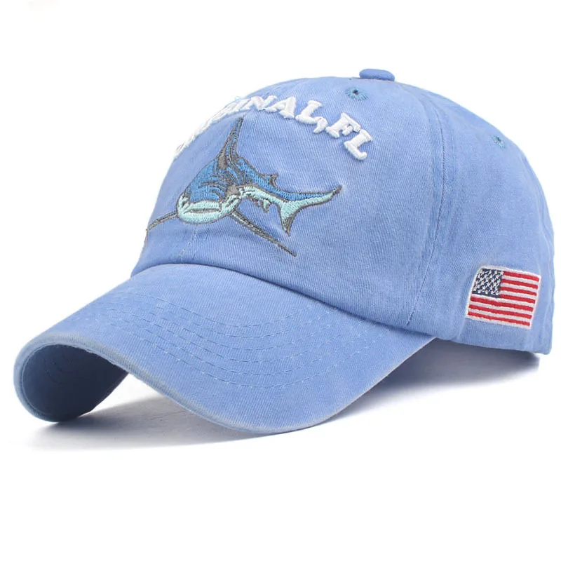 Baseball Cap High Quality Washed Cotton Hats For Men and Women Spring and Summer Casual Embroidered Shark Cap