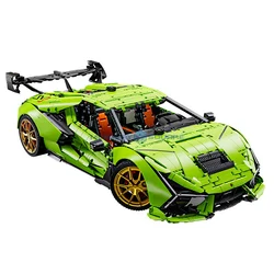 1:6 New Green Sports Car Model Building Blocks MOC T5046 High Tech Transport Vehicle Bricks DIY Toy Set Children Boys Gift