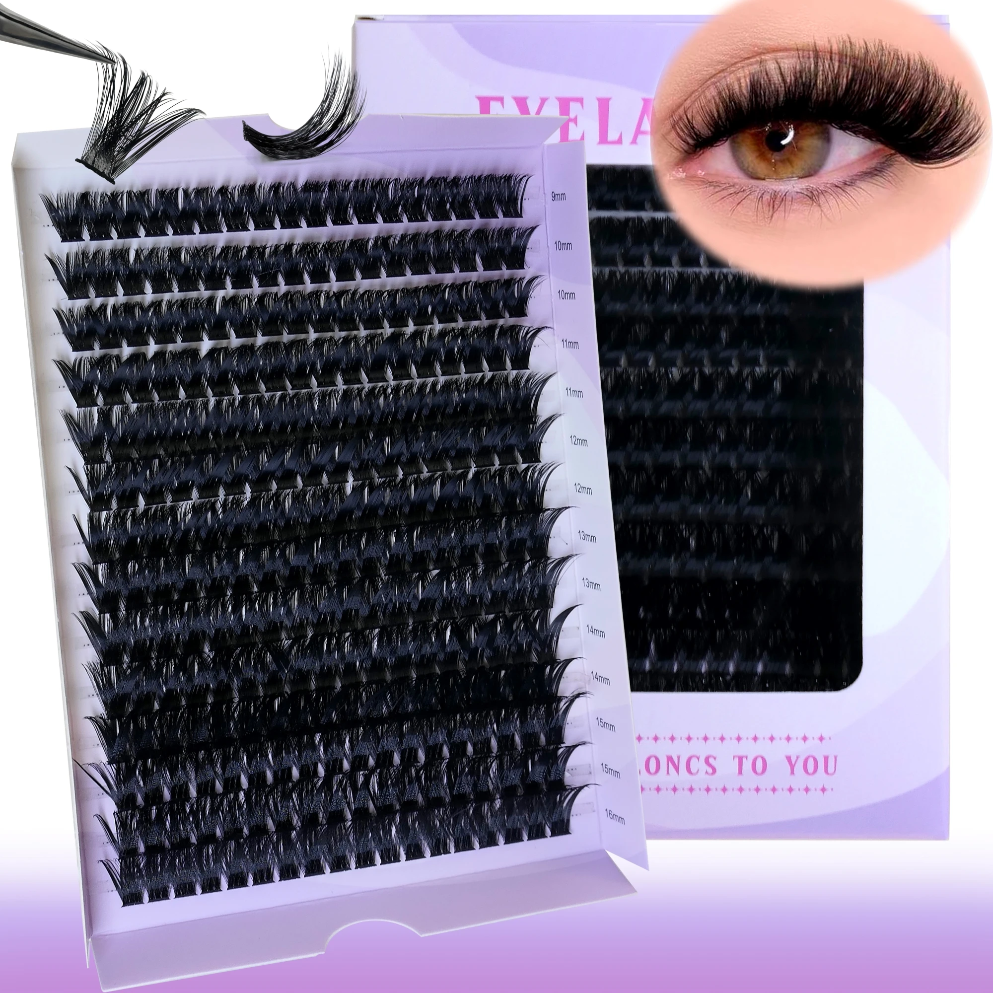 

14 Rows Large Capacity Fluffy Cluster Lashes 100D Natural Thick Handmade Eyelash Bundles Imitation Mink Eyelashes Extensions
