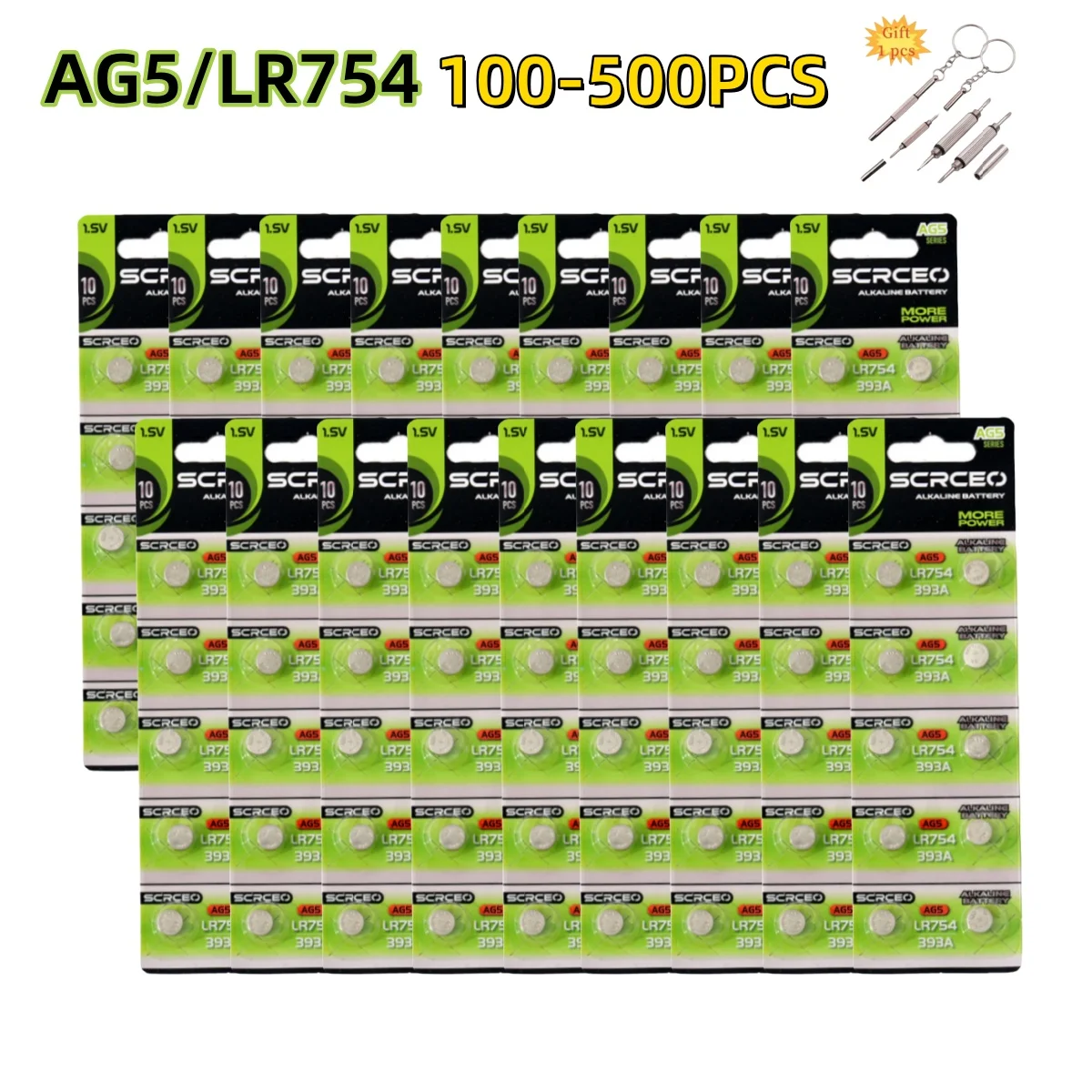 

100-500PCS AG5 LR754 Button Batteries SR754 193 393 Round Cell Coin Alkaline Battery L754 SR754SW LR48 For Watch Toys Clock