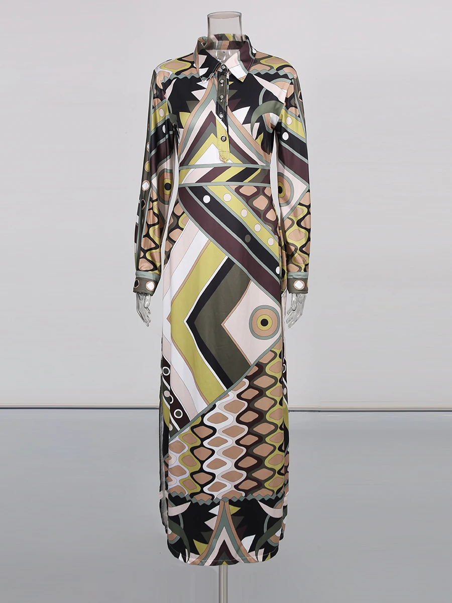 CHICEVER-Robe Longue Amincissante à Manches sulfpour Femme, Vêtement avec lèvent Épissés, Taille Haute, Chic, Design, Nouvelle Collection