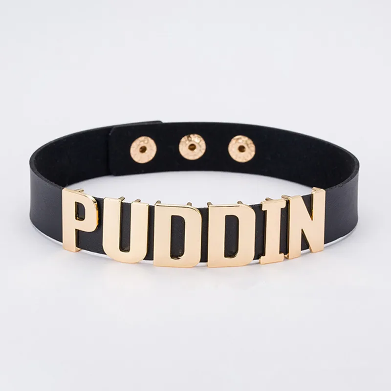 Vendita calda Harleen Quinzel Choker collana Cosplay Puddin lega in pelle collane portatili puntelli accessori regalo festa