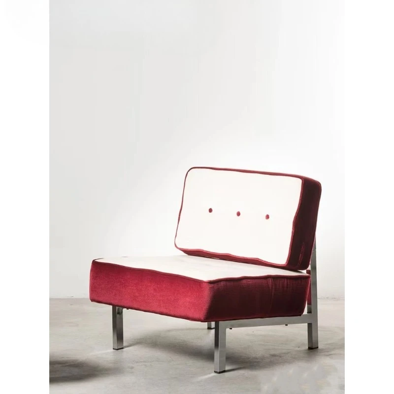 Bauhaus style red tofu block single chair dopamine store balcony leisure sofa