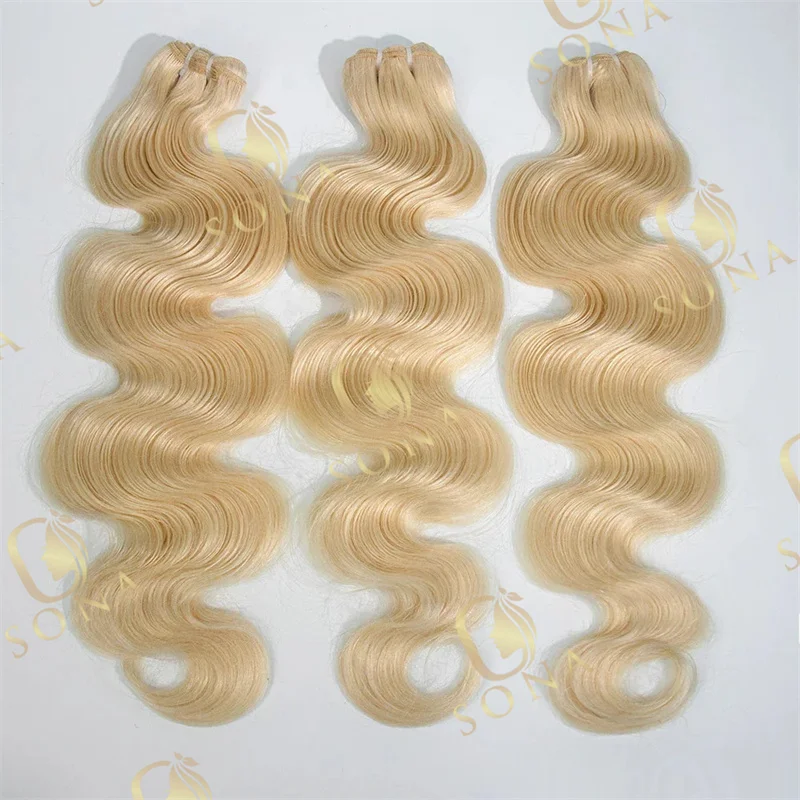 613 Blonde Body Wave Human Hair Bundles Brazilian Virgin Blonde Hair Wefts Platinum Blonde Body Wave Extensions 1/2/3Pcs
