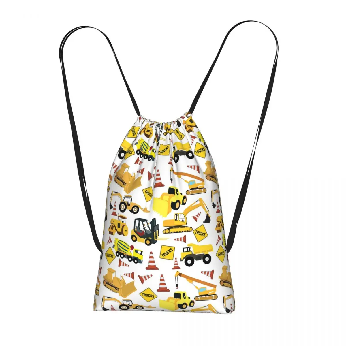 Cartoon Truck Car Tractor Excavator Backpacks Fashion Drawstring Bundle Pocket Sports Bag Book Bags for Man Woman Students