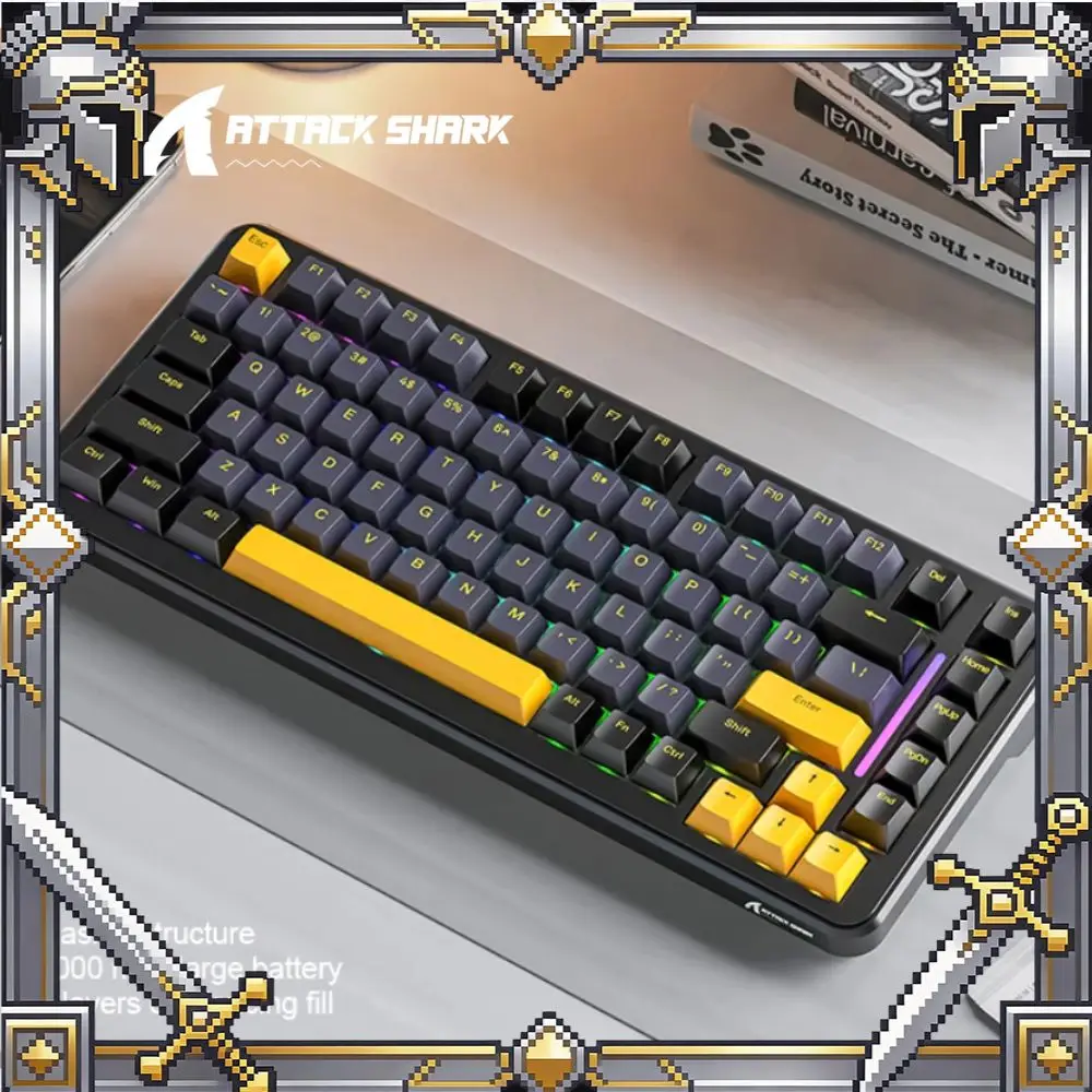 Attack Shark M86 Mechanical Keyboard Tri-Mode Wireless 82 Keys RGB Backlit Hot-Swap Gasket 4000mAh Large Battery Gaming Keyboard