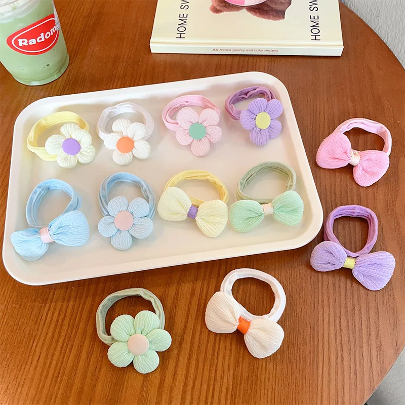 

Kids Elastic Hair Bands 6Pcs Sweet Flower Bow Design Lovely Girl Children Hair Ties Princess Baby Headwear Soft Cute Gift