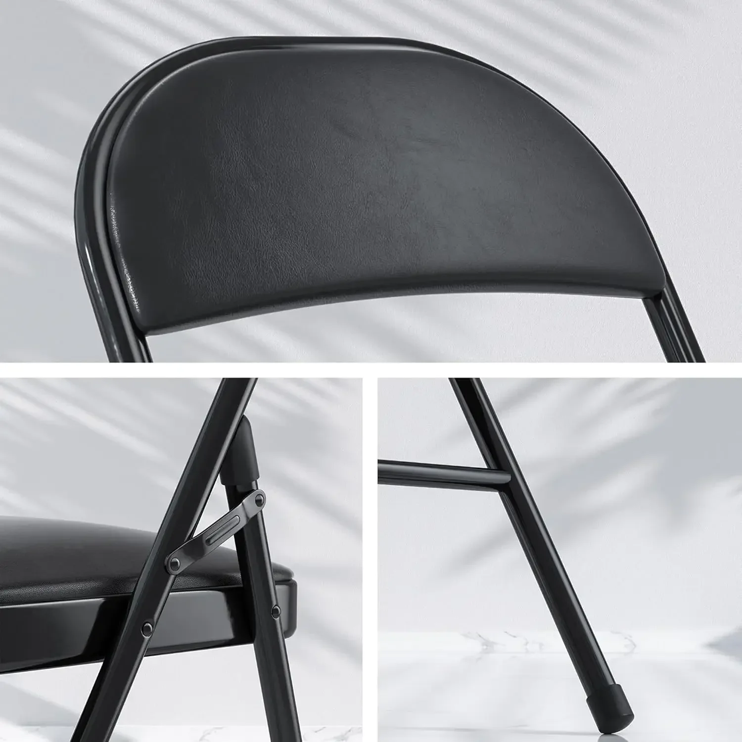 Factory Price Folding Card Table and Chair Set of 5 Portable with Padded Tabletop, No Assembly Required, Black