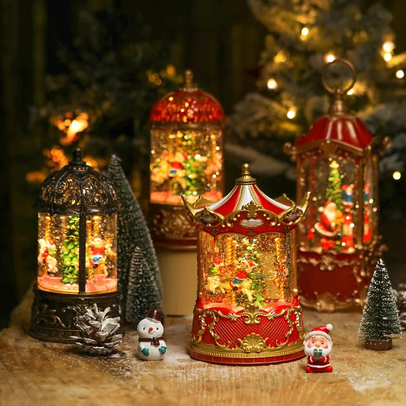 Christmas Tree Carousel Snow Snowflake Crystal Ball Music Box Music Box Children's Birthday Gift Ornament
