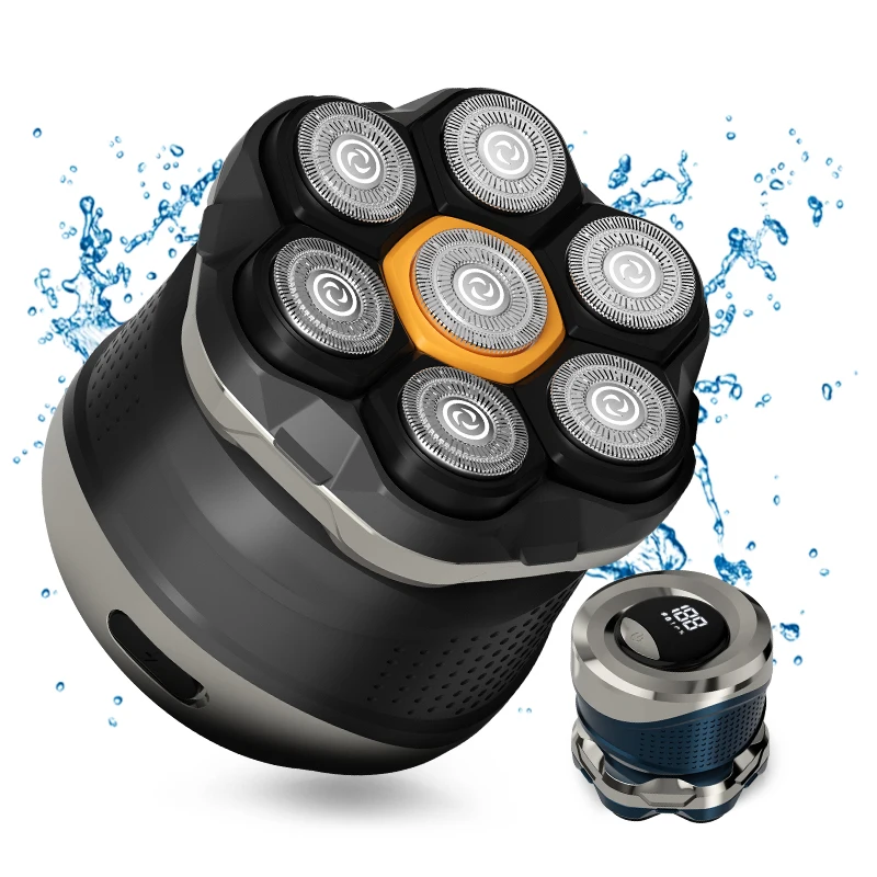 جديد Resuxi FK-8801 7D ماكينة حلاقة كهربائية دوارة رؤوس شفرة مغناطيسية 1400mAh 8500 دورة في الدقيقة ماكينة حلاقة كهربائية برأس أصلع مقاومة للماء IPX6