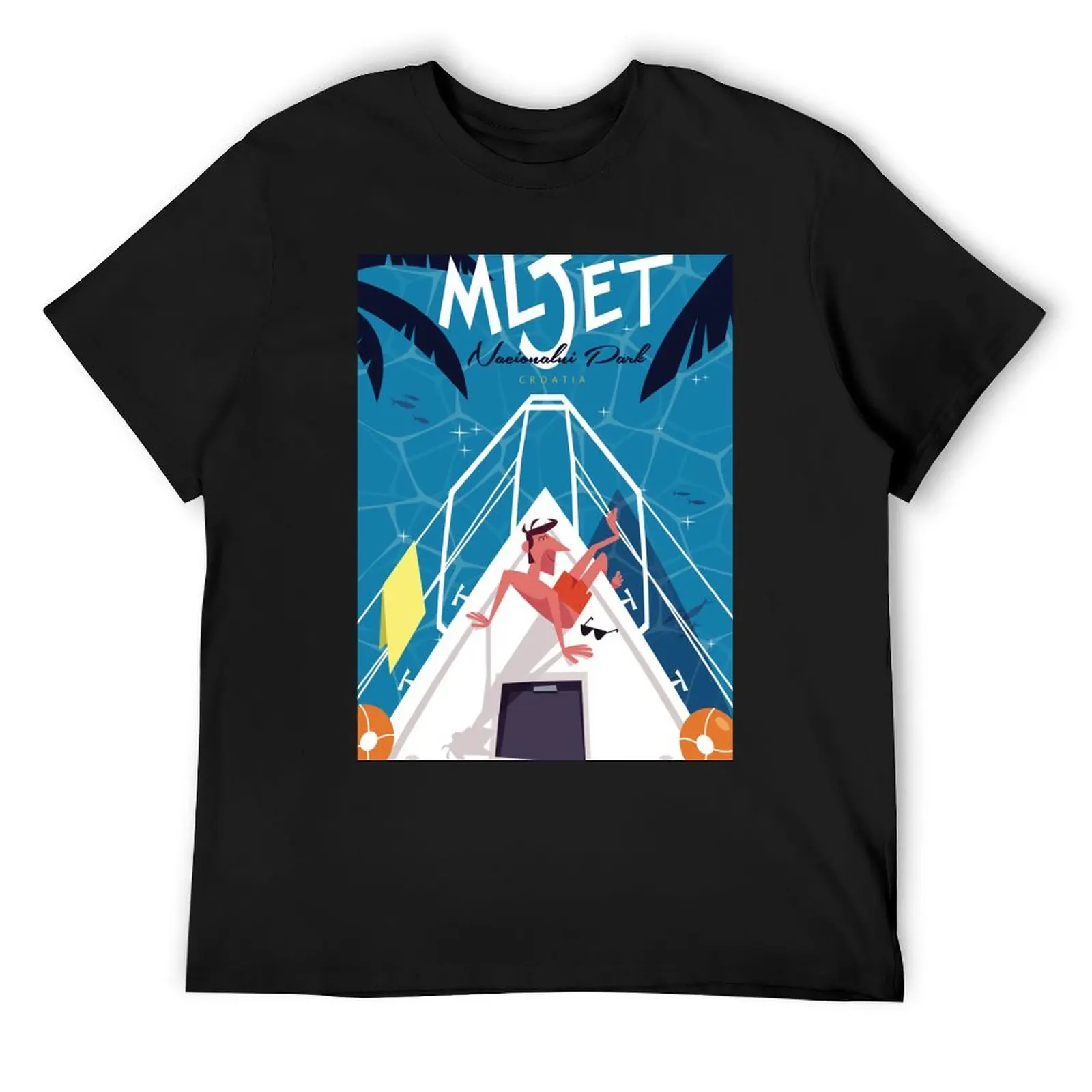 

Mljet travel poster T-Shirt customs design your own graphic tee shirt anime black t shirts for men