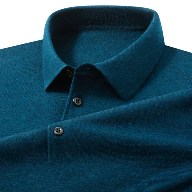 Camisola masculina de malha polo com gola quente, suéter de lã, moda lazer, outono e inverno, novo, 2024