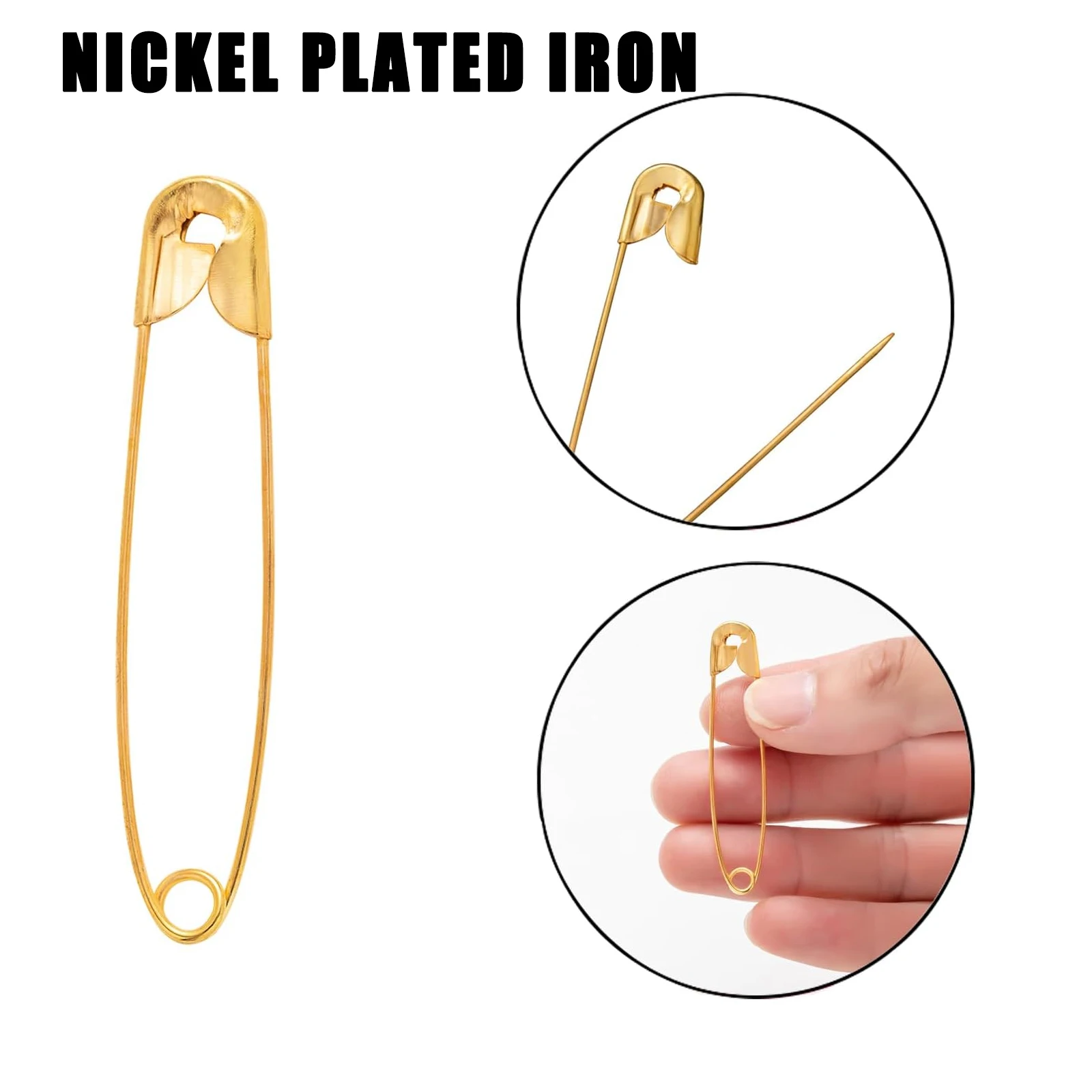 200/400 Safety Pins, 5 Sizes Gold Bulk Rust-Resistant Nickel Plated Pin for Clothes, Sewing, Arts & Craft