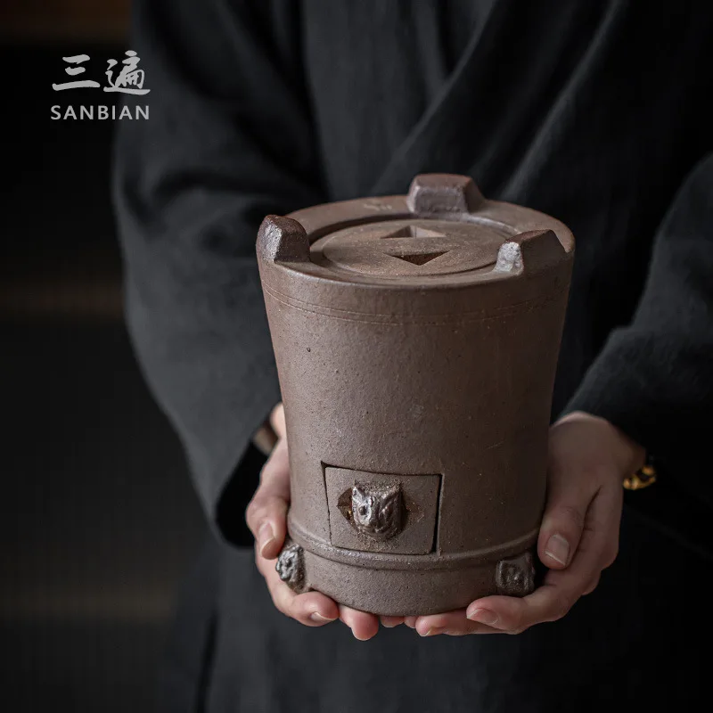 

Печь для сжигания древесного угля с львиной головкой чайная Пивоваренная кастрюля дзен Керамическая ручная печь для приготовления орехового угля домашний уголь