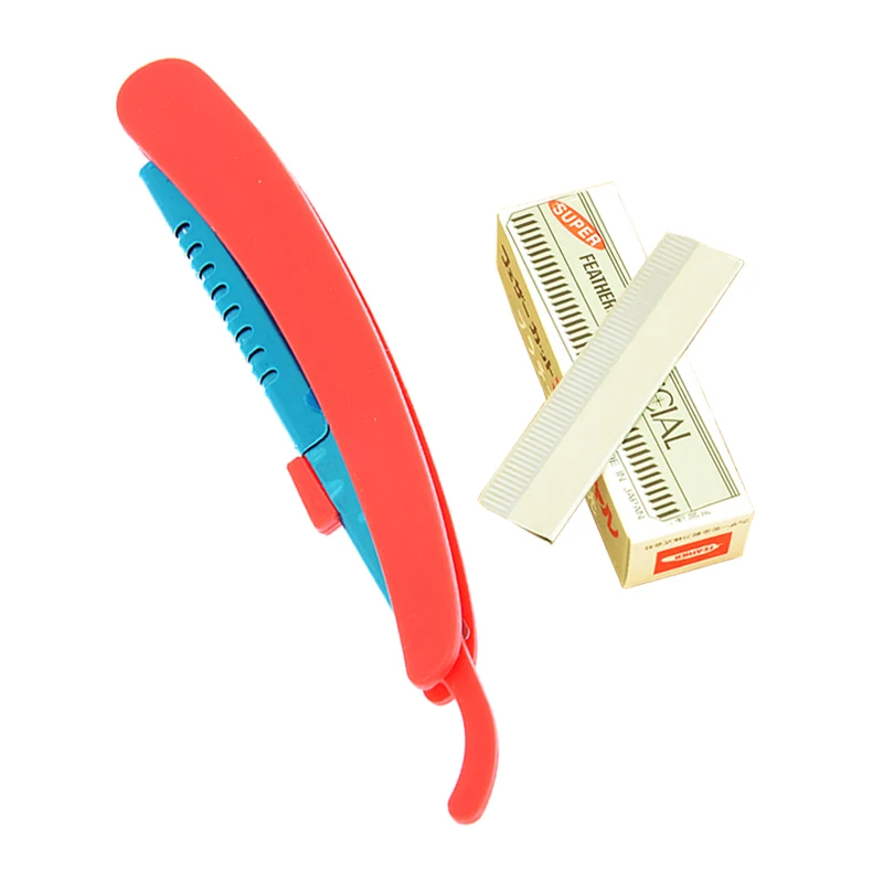 Meisha 1pcs Men Shaving Razor with 10pcs Blades Folding Shaving Knifes Scraping Eyebrow Knife Safty Razors for Barber C0004A