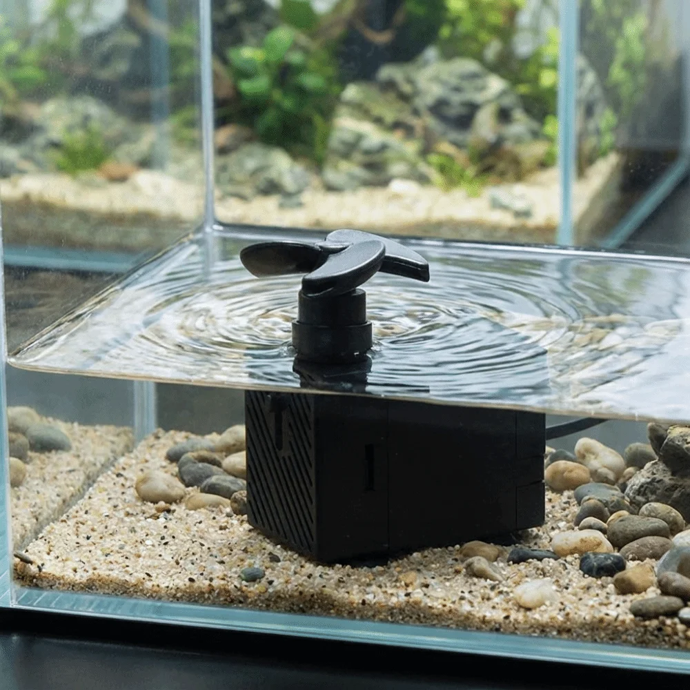 Rotary Spray Turtle Tank Wave Pump Low-Water-Level Built-in Design Fish Tank Aerator Silent USB Aquarium Pump Tabletop Fountain