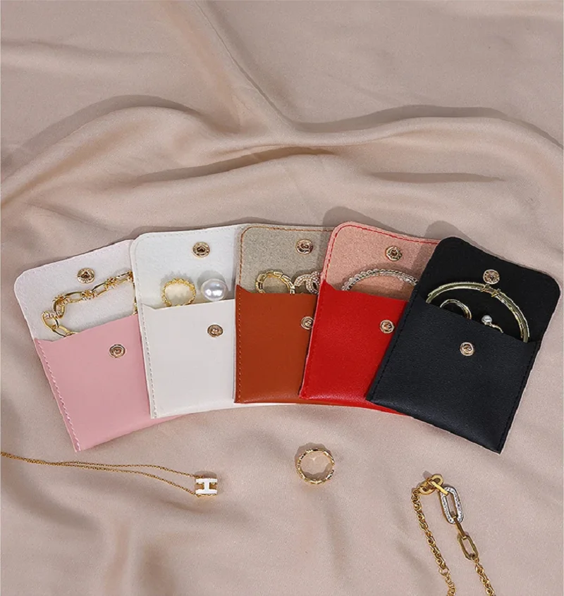 1pc Portable PU Leather Jewelry Storage Bag,Snap Bag for Necklaces Bracelets Rings Earrings,Compact Jewelry Organizer Pouch